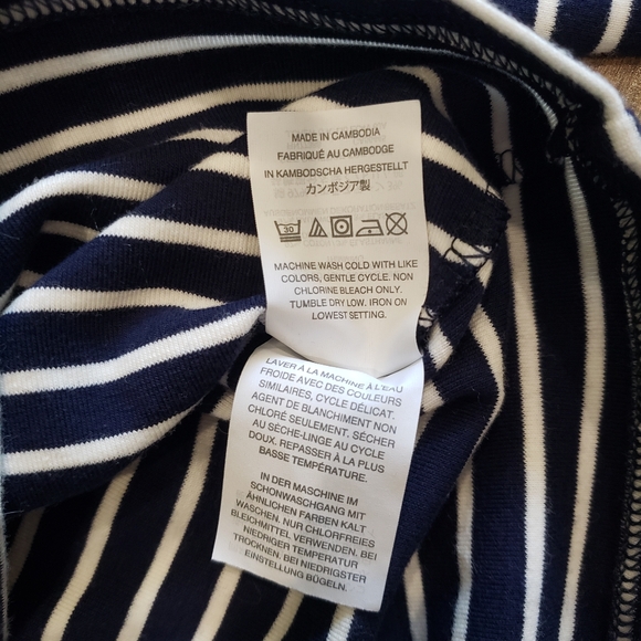 J. Crew Navy & White Striped Off the Shoulder Blouse Size Medium - Picture 5 of 9